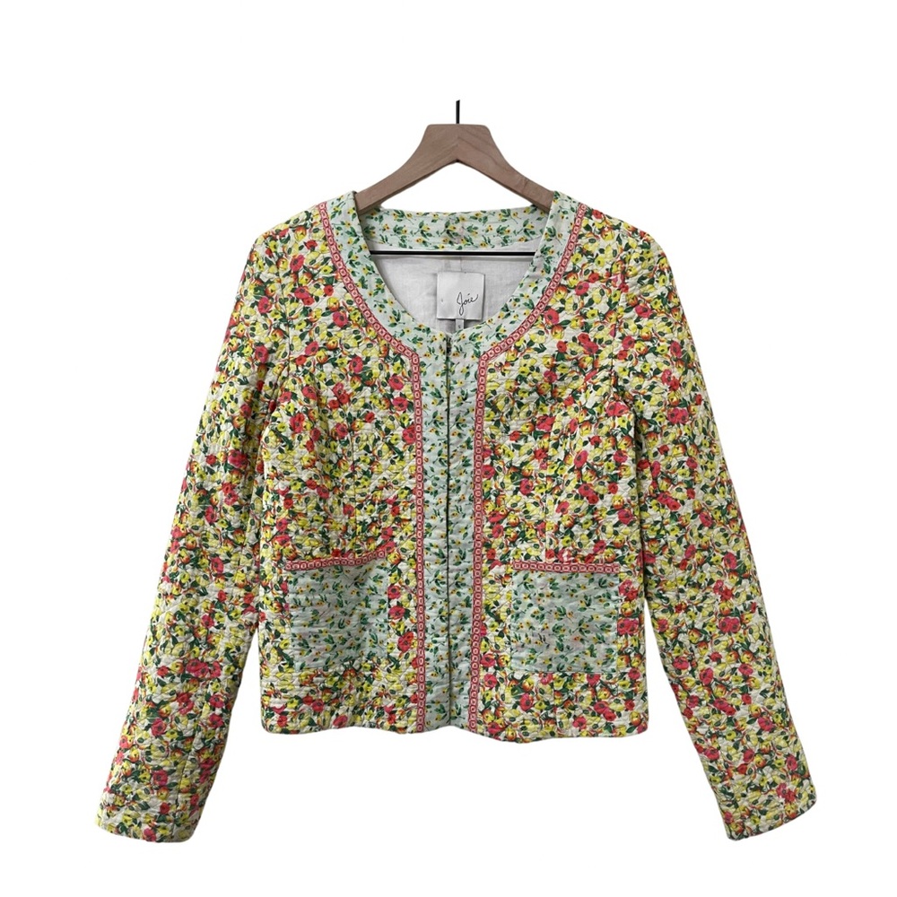 Joie Floral Quilted Jacket in Yellow, Green, Pink